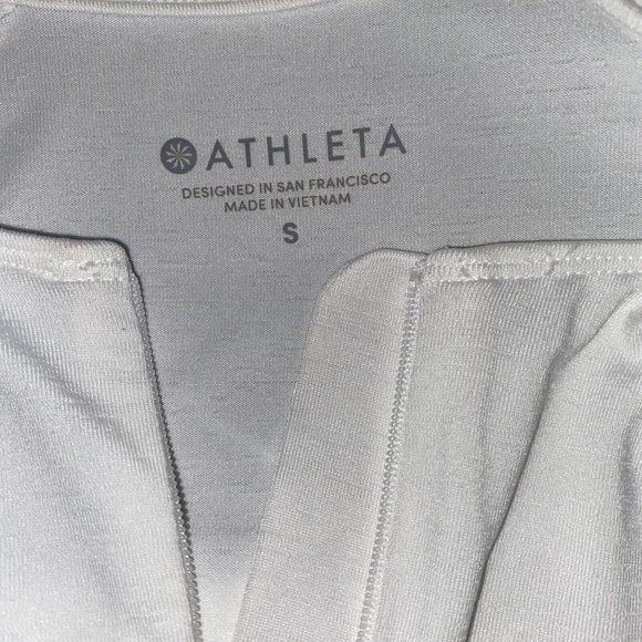 Athleta Womens Shirt Sz S White 1/4 Zip Neck Top Ruched Athletic Long Sleeve - Picture 8 of 9
